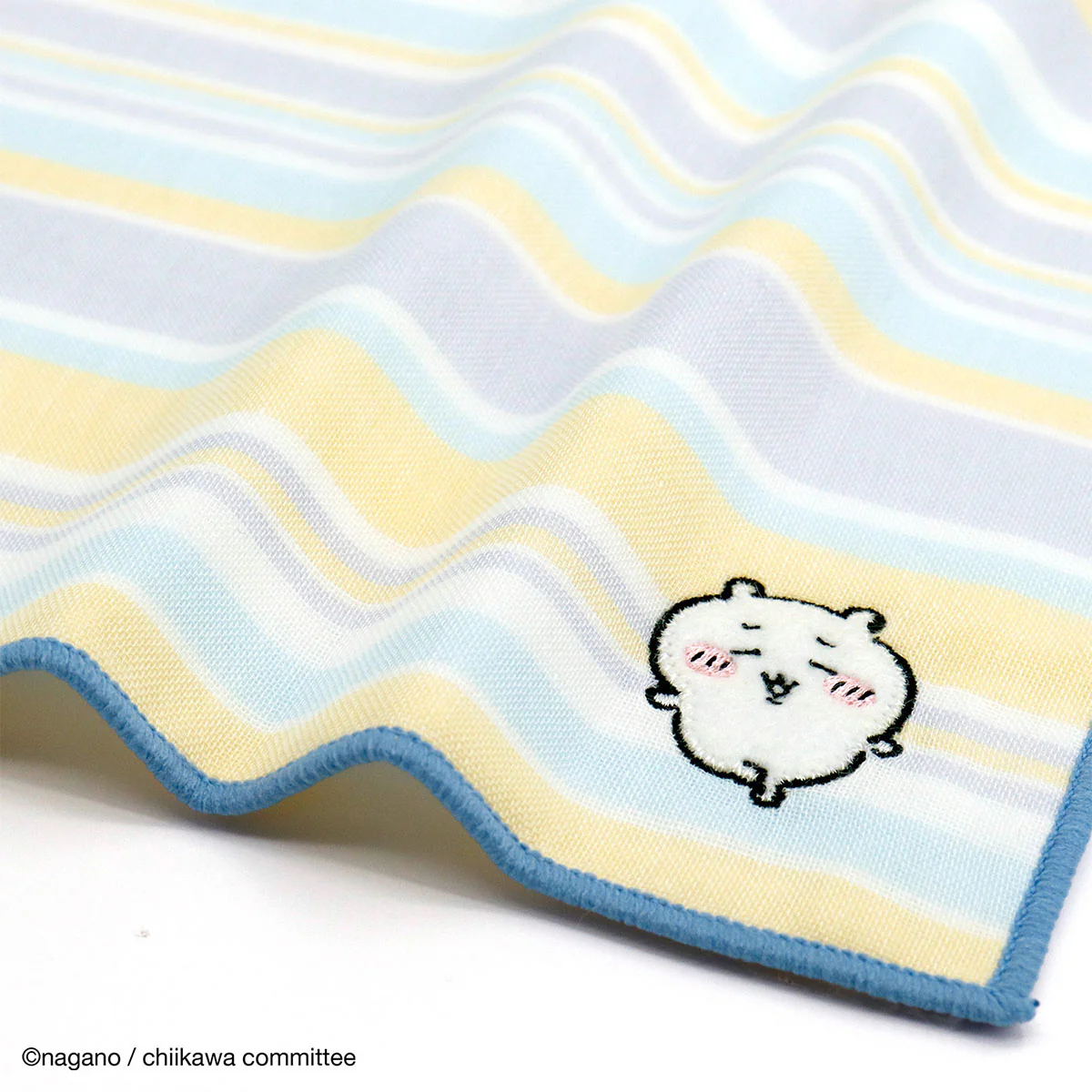 ちいかわ 8重ガーゼタオルハンカチ（ボーダー ブルー） - Image 2