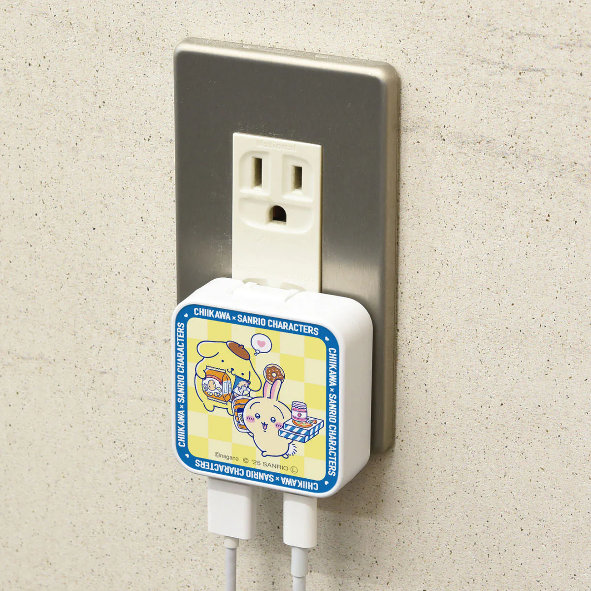 ちいかわ×サンリオキャラクターズ スーパーマーケットなUSB/USB Type-C ACアダプタ(うさぎ&ポムポムプリン) - Image 2