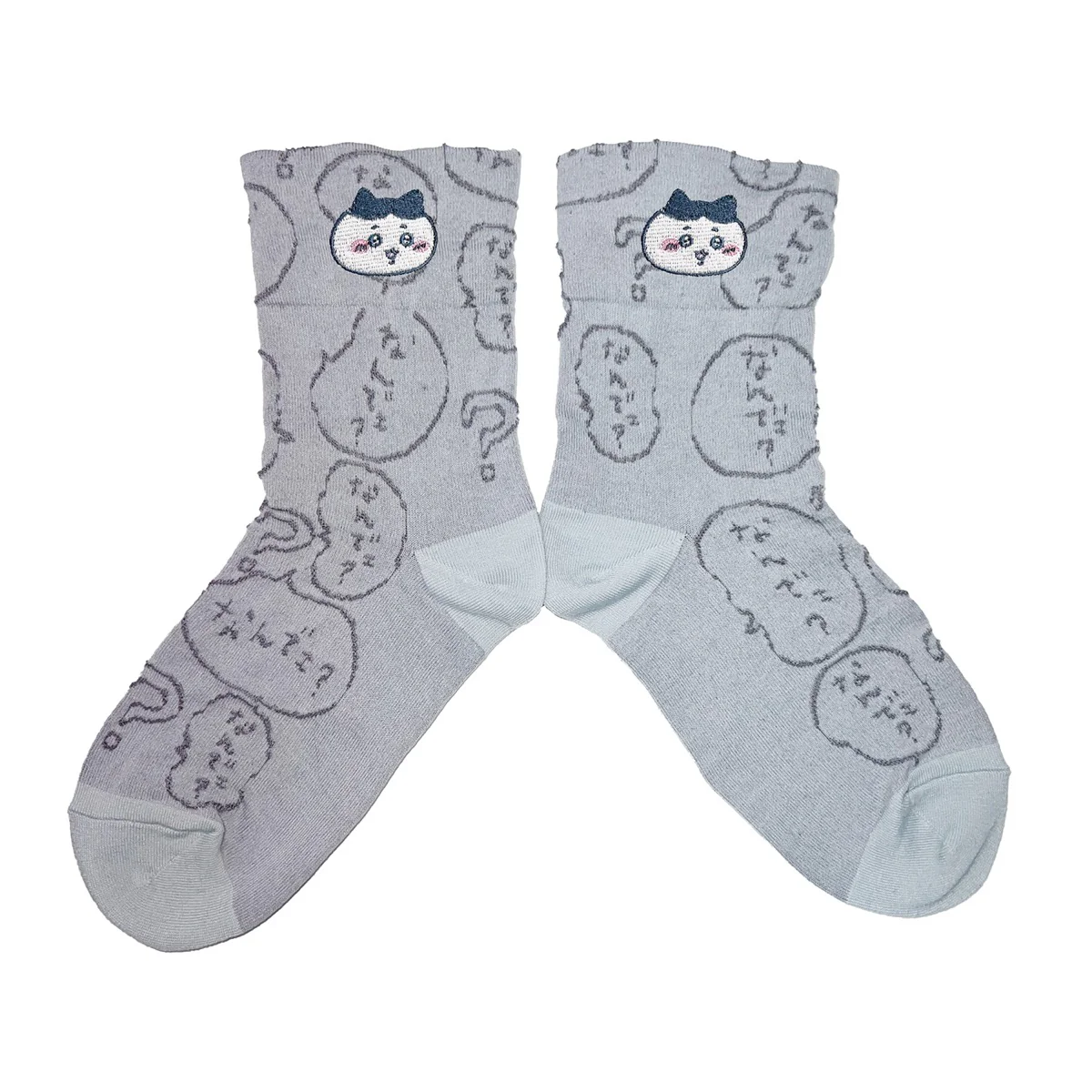 ちいかわ フロート刺繍クルーソックス（ハチワレ グレー） レディース用