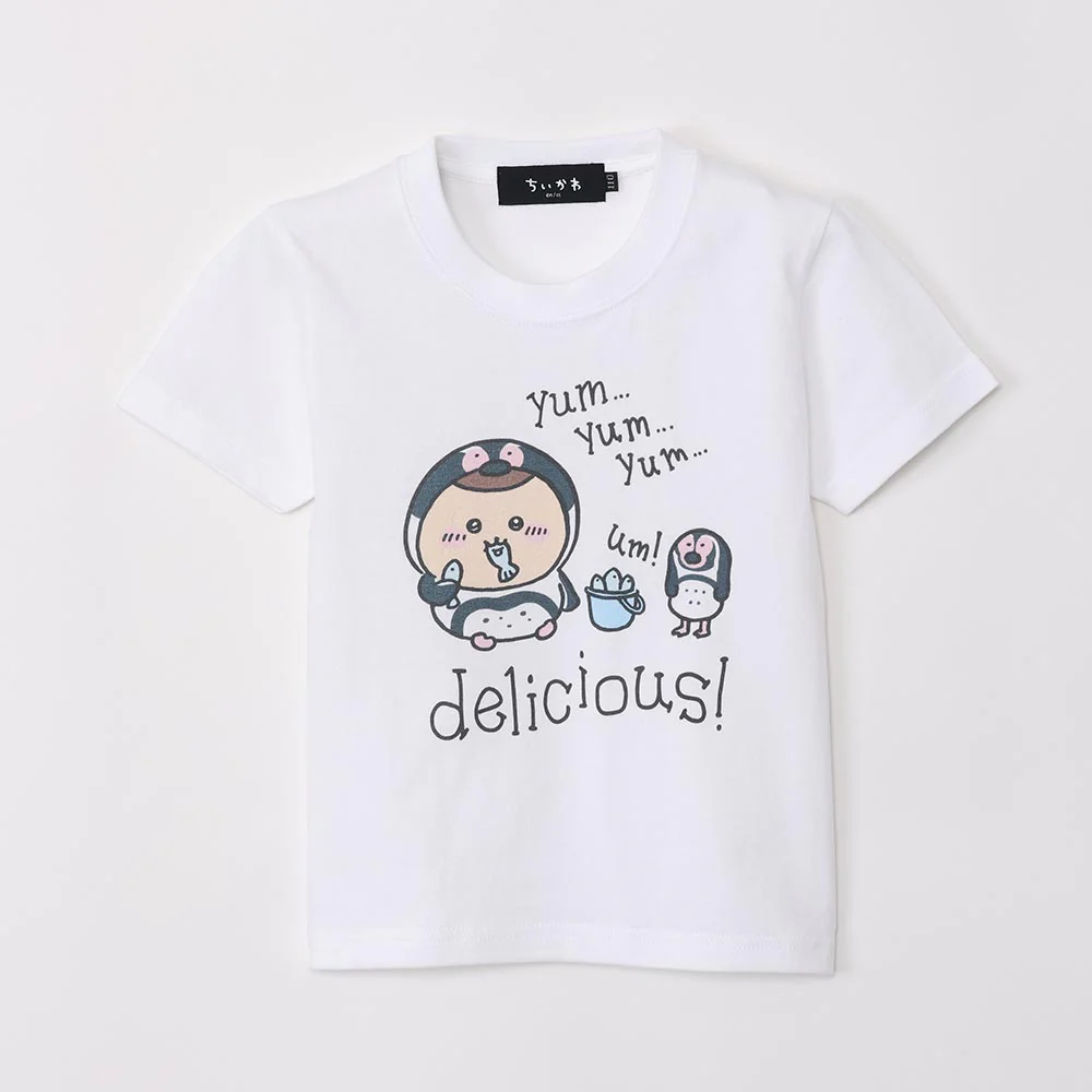 ちいかわ水族館 キッズTシャツ ペンギンヤムヤム ホワイト(カメミラー付)