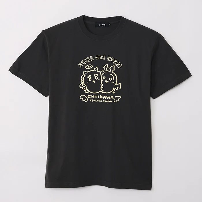 ちいかわ てんし♡あくま Tシャツ（うさぎ＆シーサー スミ）