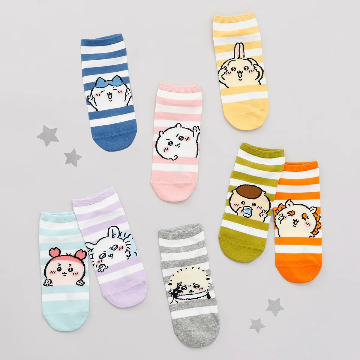 ちいかわ クルーソックス うさぎピース イエローボーダー - Image 6