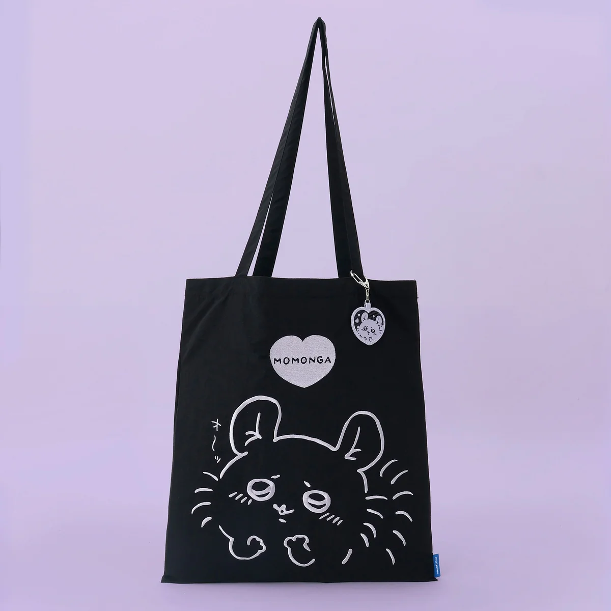 ちいかわ 刺繍トートバッグ モモンガハート ブラック (刺繍キーホルダー付) - Image 9