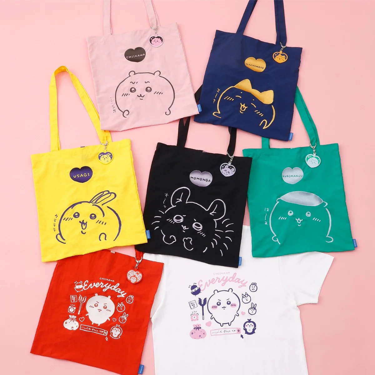 ちいかわ 刺繍トートバッグ ちいかわの毎日 レッド (刺繍キーホルダー付) - Image 10