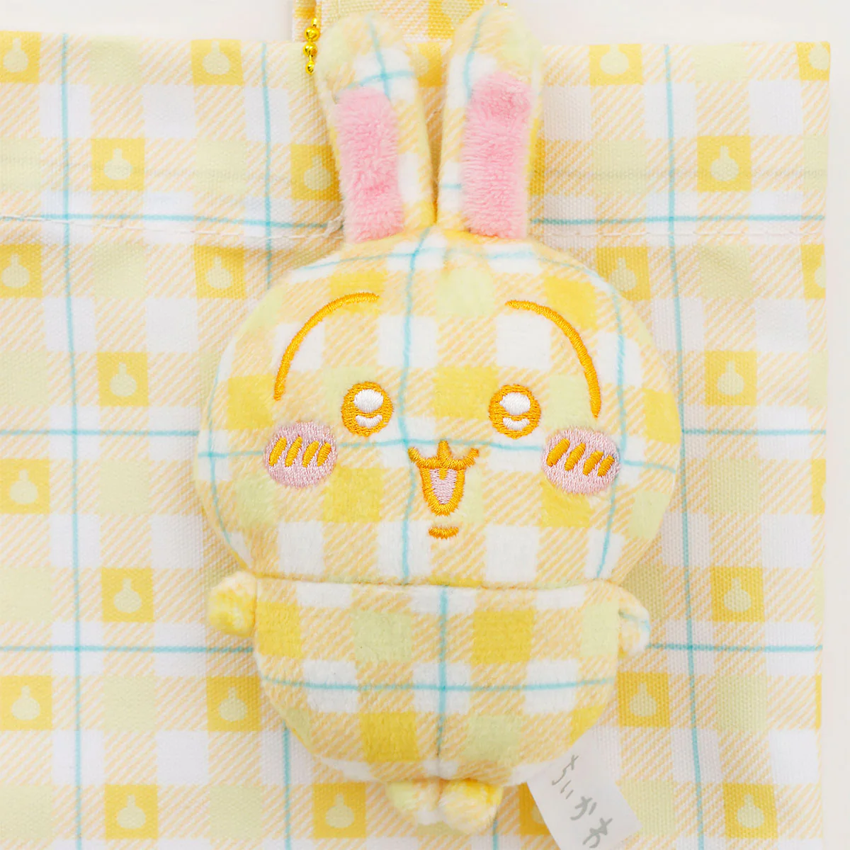 ちいかわ チェックシリーズ トートバッグ（チャーム付き）うさぎ イエロー - Image 7