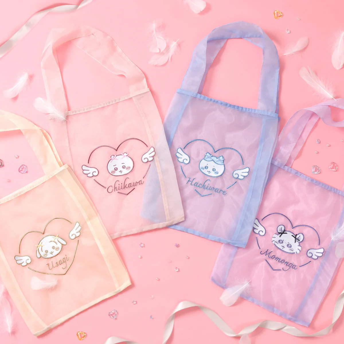ちいかわ Go!HARAJUKU オーガンジーバッグ リボンリボン ハチワレ ブルー - Image 3