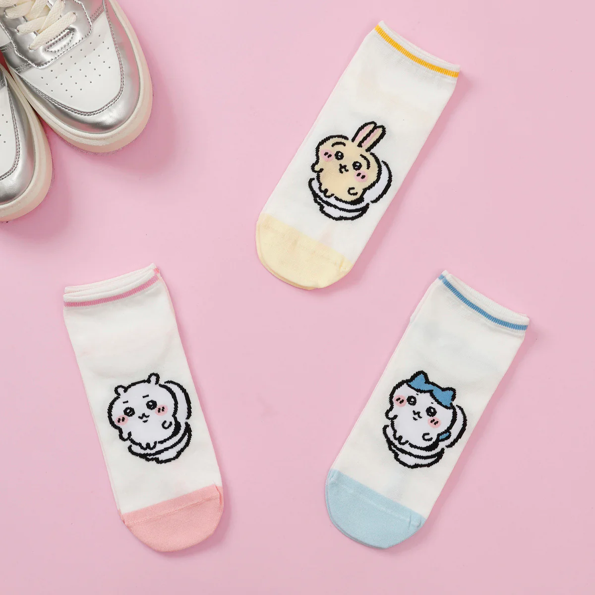 ちいかわ クルーソックス ちいかわトイレ ピンク - Image 2