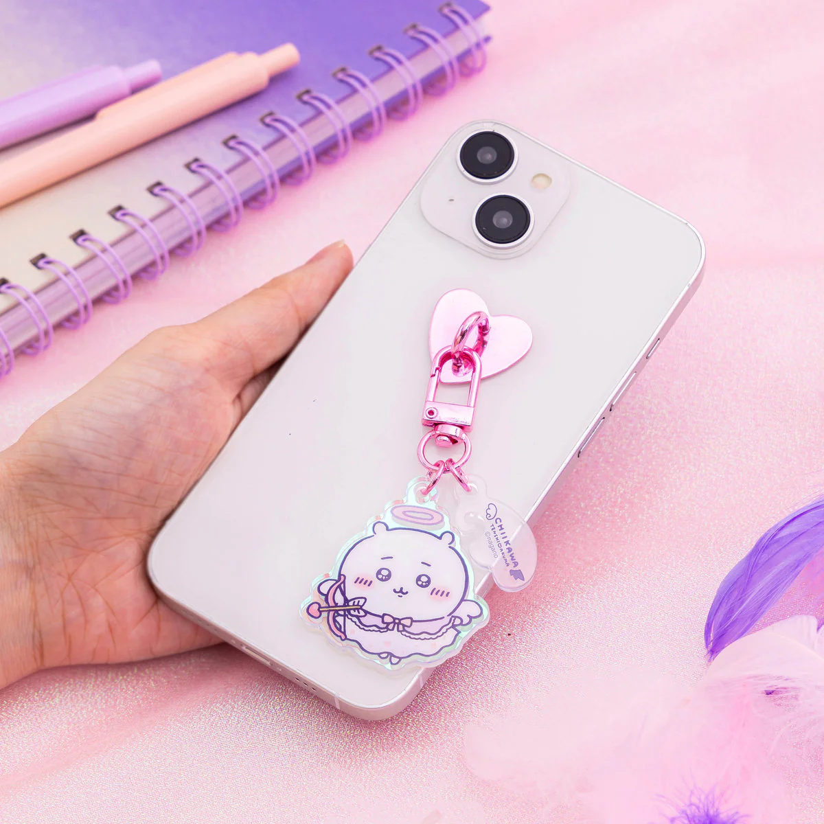 ちいかわ てんし♡あくま キーリングチャーム付きキーホルダー（てんしなちいかわ） - Image 3