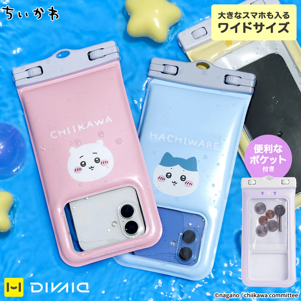 ちいかわ DIVAID フローティング防水ケース ショルダーストラップ付き（ハチワレ・フェイス） - Image 2
