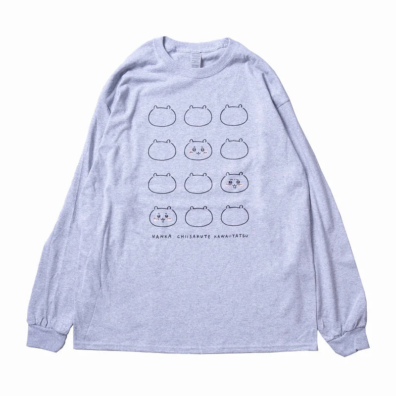 ちいかわ FACE L/S Tシャツ 杢グレー