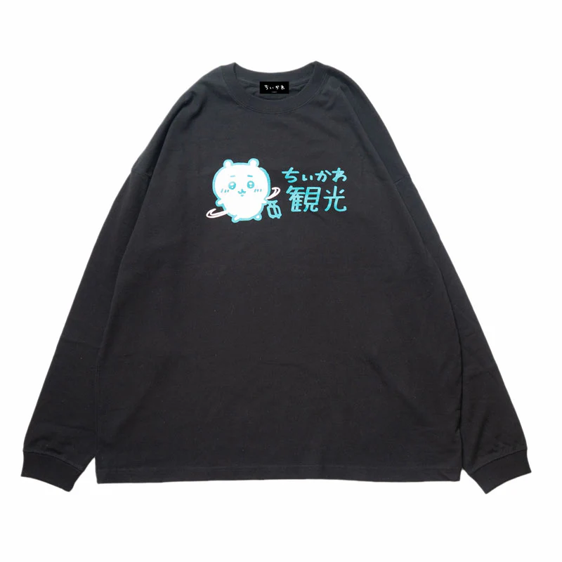 ちいかわ観光 ビックシルエットL/S Tシャツ 観光ロゴ(ブラック) - Image 8