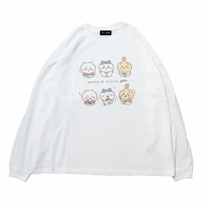 ちいかわ観光 ビックシルエットL/S Tシャツ 部屋で過ごす(ホワイト) - Image 8