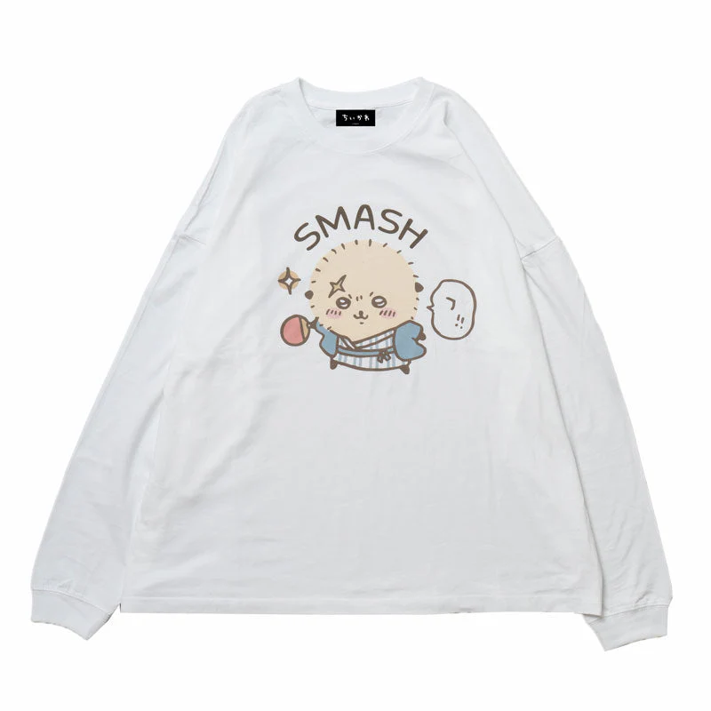 ちいかわ観光 ビックシルエットL/S Tシャツ スマッシュ(ホワイト)