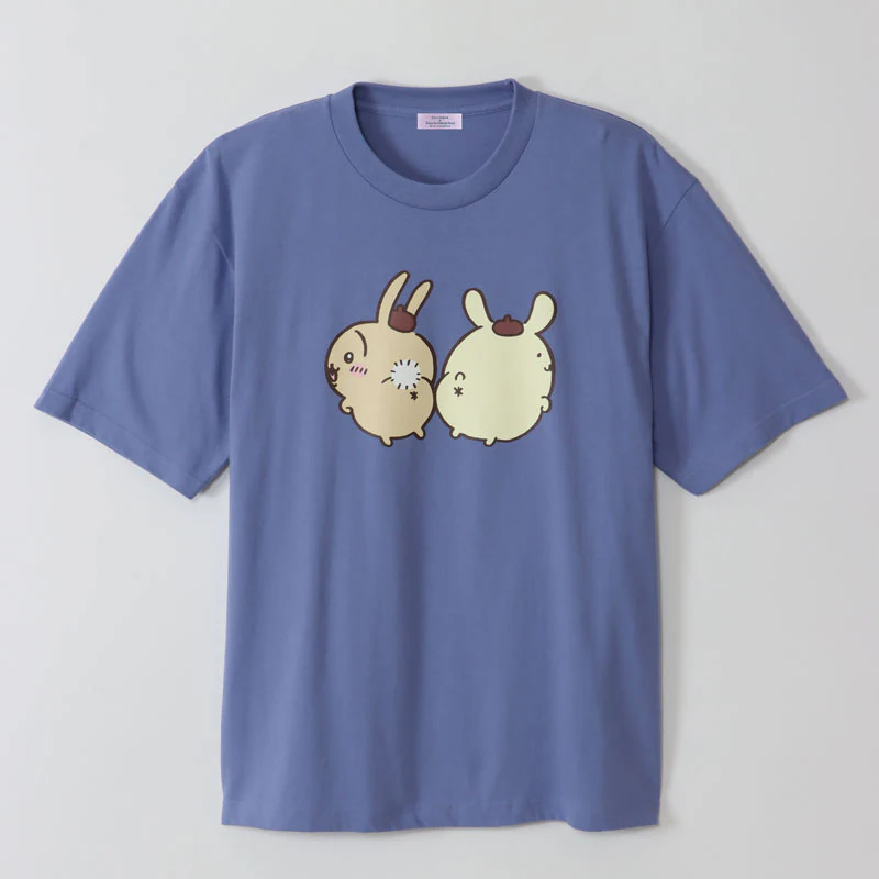 ちいかわ×サンリオキャラクターズ ビックTシャツ うさぎ×ポムポムプリン ダスティブルー